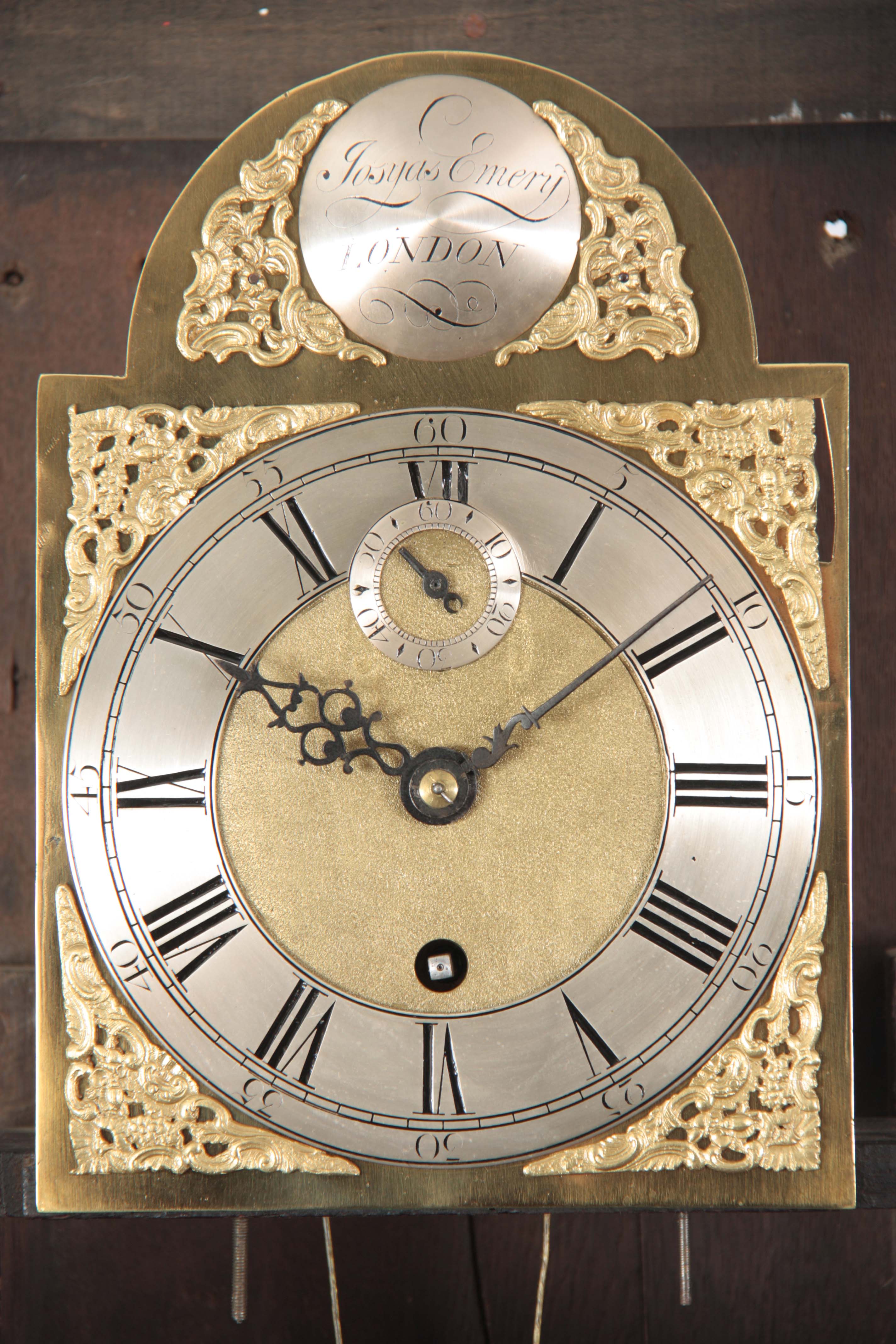 JOSIAH EMERY, LONDON A SMALL III RED LACQUER 8" DIAL LONGCASE