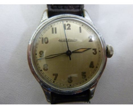 Jaeger-LeCoultre stainless steel gentlemans vintage wristwatch with Arabic numerals