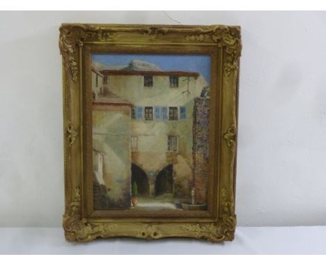 A framed oil on panel of a French Normandy house, indistinctly signed bottom left, 38.5 x 28cm