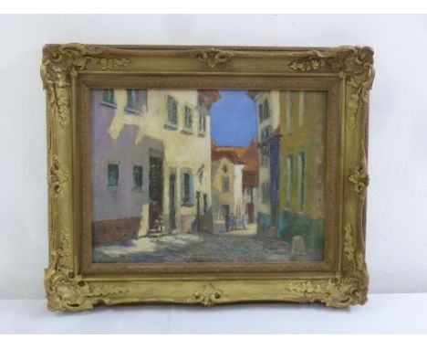 R. Cromie framed oil on panel of Normandy house, signed bottom left, 28 x 38cm