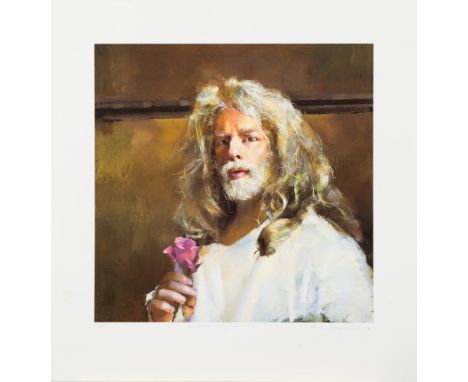 * Robert O. Lenkiewicz [1941-2002]-
Self-Portrait Holding Rose:- 
signed, inscribed and number 51/500
lithograph
sheet size 6