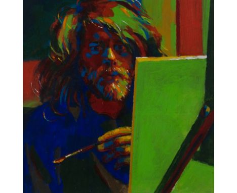 * Robert O. Lenkiewicz [1941-2002]-
Colour Tone Study. Self Portrait:-
oil on board 
40.5 x 40.5cm.

* Notes. Lenkiewicz was 