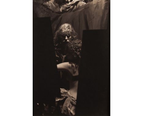 Dr Philip Stokes [1932-2002]-
The Painter with Lisa Stokes, 
Barbican Studio, 1991:-
silver gelatin photographic print
signed