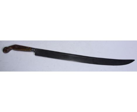 An Indian/Middle Eastern khyber knife type short sword or dagger, 41cm slightly curved blade, two-piece horn grip, 55cm long,