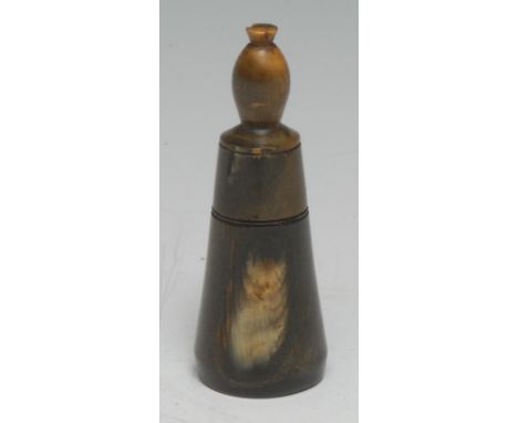 A 19th century horn snuff bottle, possibly Zulu, knop finial, 8.5cm high 