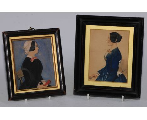 English School (mid-19th century), portrait miniature, of a lady, half-length and in profile, inscribed Wybrant [...], waterc