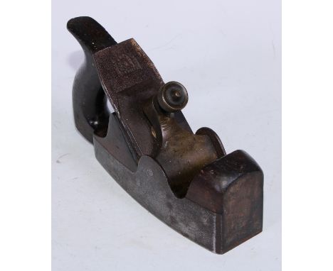 Woodworking Tools - a Scottish steel and rosewood plane, by Mathieson, Saracen Tool Works, Glasgow, brass wedge, 22.5cm long 