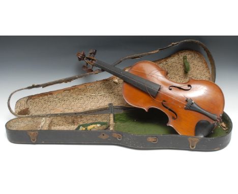 A violin, by Hermann Schlosser, Erlbach, the one-piece back 36cm long excluding button, outlined with purfling, rosewood tuni