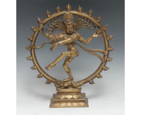 Indian School (early 20th century), a bronze, Shiva Nataraja, rectangular lotus base, 30cm high 