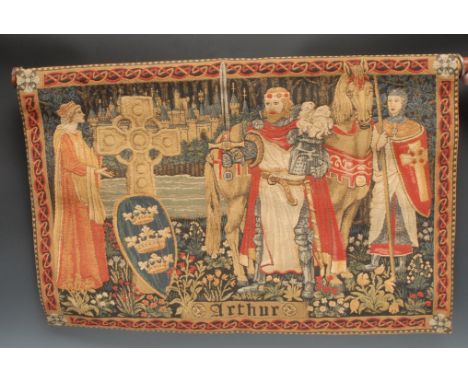 Interior Decoration - a Medieval style tapestry, Templier (Knight Templar), Flemish Tapestries label to verso, 62cm x 48cm; a
