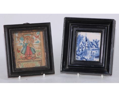 An 18th century Dutch Baroque icon, Sondaren/Bidt voov ons [Sinners/Pray for Us], centred by crowned depictions of Mary as Qu