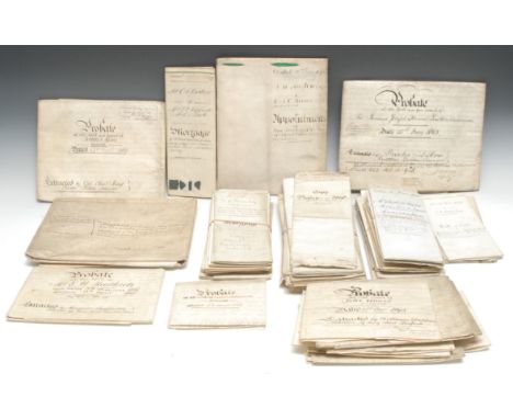 Legal History - an interesting collection of deeds and indentures, c.1720-1934, including a vellum probate grant dated 1866; 