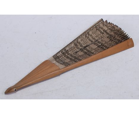 A George III twenty-stick paper and boxwood fan, Ten Country Dances, Four Strathspeys and Four Reels for the Year 1792, print