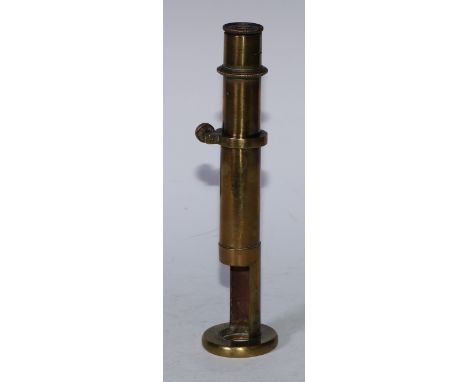 A 19th century lacquered brass field microscope, by J Swift &amp; Son, London, no. 18216, 22cm high 