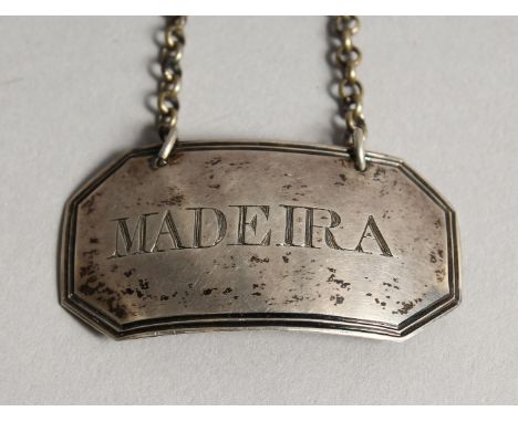 A GEORGE III SILVER WINE LABEL 'MADERIA' London 1786 maker I. R.