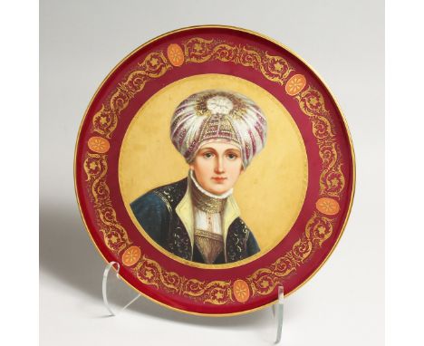 A SUPERB LARGE VIENNA CIRCULAR PORTRAIT DISH, by Dressl. signed, F A Kaulbach Studio, 1754 14ins diameter