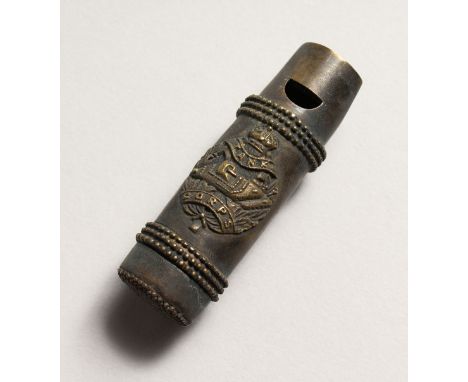A FIRST WORLD WAR BRASS REPLICA TANK CORP. WHISTLE 2.5ins long.