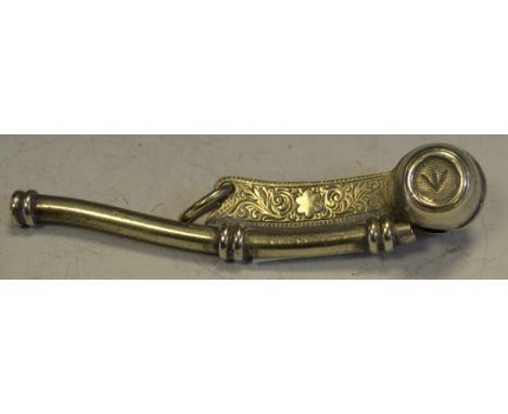 A military issue bosun's whistle, broad arrow mark, c.1900