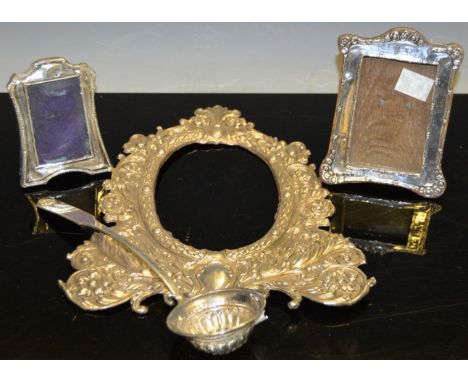 Silver - 3 silver frames; a continental silver toddy ladle (4)