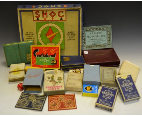 Games - Chad Valley S H O C Markets closed;  linen and other playing cards, Bezique, happy families etc qty