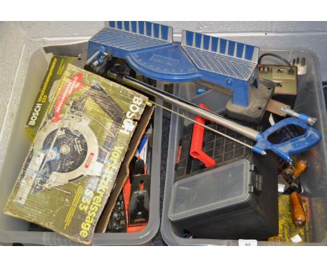 Tools - a Bosch orbital sanding attachment; a Bosch circular saw attachment; a Copydex joint master; hand drills; planes; etc