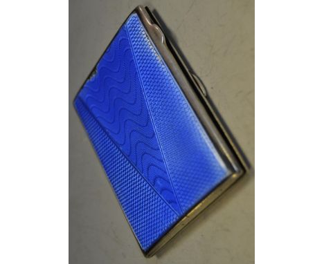 An Art Deco silver and enamel cigarette case, Birmingham 1932