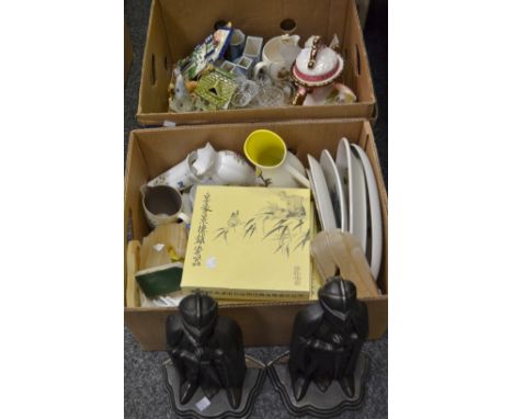 Household Goods - cut glass wine glasses; Pendelfin  Barrow Boy; a Poole plate; collectors plates; a Wade ashtray; a Nursery 