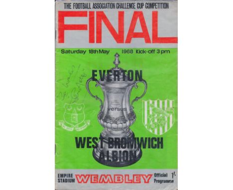 Football, Jeff Astle signed vintage Everton Vs West Bromwich Albion programme from the match dating 18th May1968. Astle (13 M