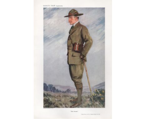 Vanity Fair Print titled Bayden Powell "Boy Scouts" Military dated 19. 04. 1911. Approx size 16x11. Good condition Est.