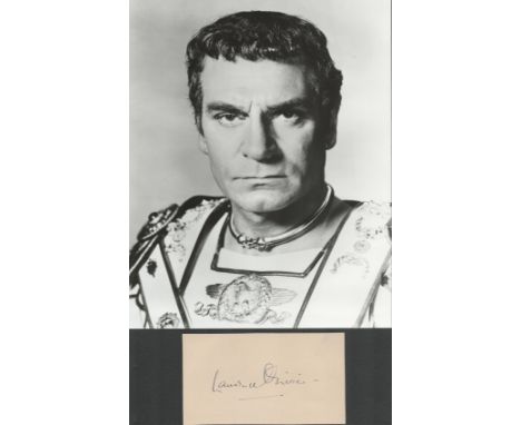 Laurence Olivier signed 5x3 album page and vintage 10x8 black and white photo. English actor and director who, along with his