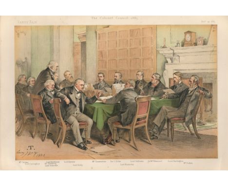 Vanity Fair print. Titled The Cabinet Council. Dated 29/11/1883. Gladstone. Approx size 14x12. Good condition Est. Good condi