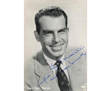 Fred MacMurray, a vintage signed and dedicated 5. 5x3. 5 photo postcard. His career as a major film leading man began in 1935