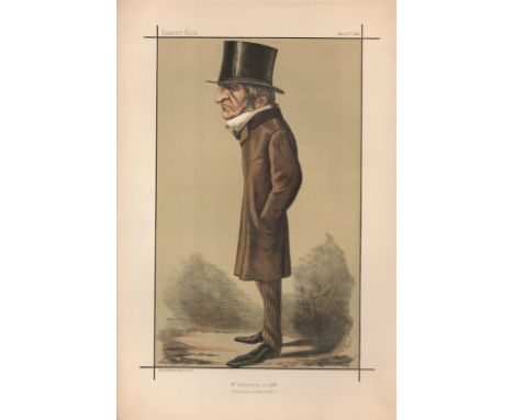 Vanity Fair Print titled William Gladstone "In 1869" Prime Minister dated 26. 05. 1898. Size Approx 16x11. Good condition Est