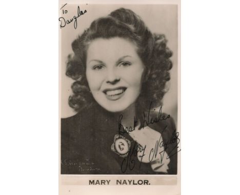 Entertainer, Mary Naylor signed 6x4 black and white photograph dedicated to Douglas. Naylor (born 2 April 1926) is a British-