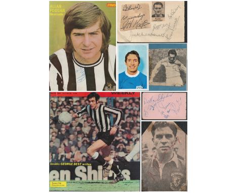 Vintage Sport signed collection of items including magazine photographs, newspaper clippings and photos, album pages, first d