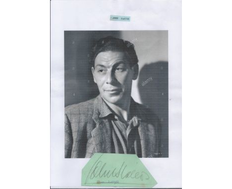 John Slater signed 5x2 irregular album page cutting affixed to A4 black and white photo print. John Slater (22 August 1916 - 
