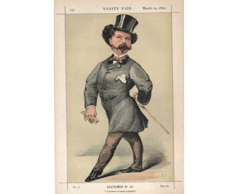 Vanity Fair Print Titled Peel "A Professor " Politician dated 19. 06. 1870. Size Approx 16x11. Good condition Est.