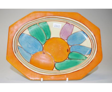 Clarice Cliff fantasque "Oranges" cake plate 21cm wide.