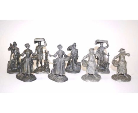 Group eight pewter 'The Cries of London' series comprising a group of 8 various fine pewter figures, including: 'The Fisherwo