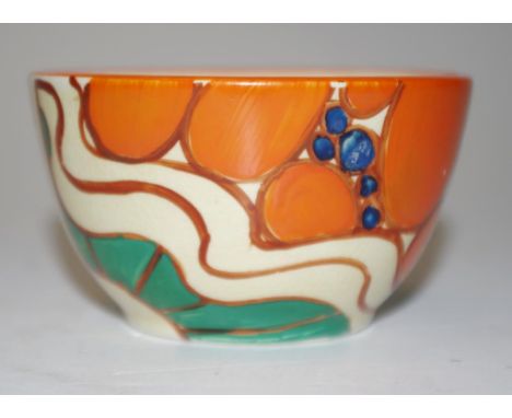 Clarice Cliff fantasque "Sunrise" sugar bowl 4.5cm high.