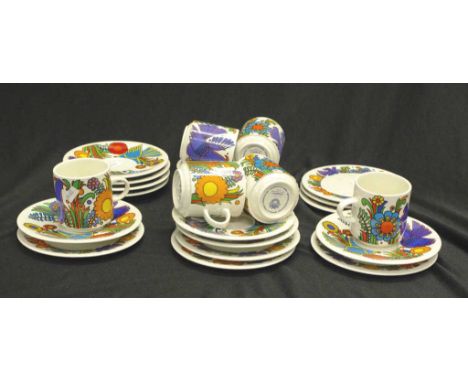 Villeroy &amp; Boch "Acapulco" table wares comprising 6 cups, 10 saucers, and 9 side plates (old stamp)