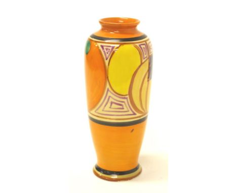 Clarice cliff fantasque specimen vase "Melon" 15cm high. Professional restoration to the rim.