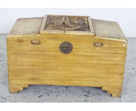 Singaporean camphorwood trunk with "Beau Ivory" makers badge, in original condition, 99cm wide, 55cm deep, 59cm high approx