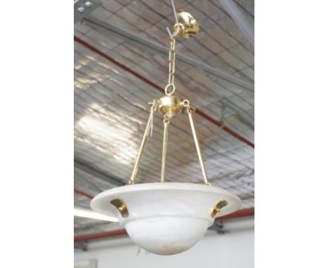 Spanish alabaster &amp; lacquered metal ceiling light 48cm diameter, 85cm high approx