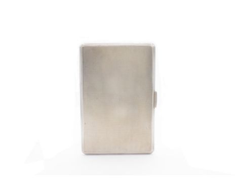 George VI silver engine turned cigarette case marked Birmingham 1947 Bravingtons Ltd King Cross. Approx case size 8x12cm, wei
