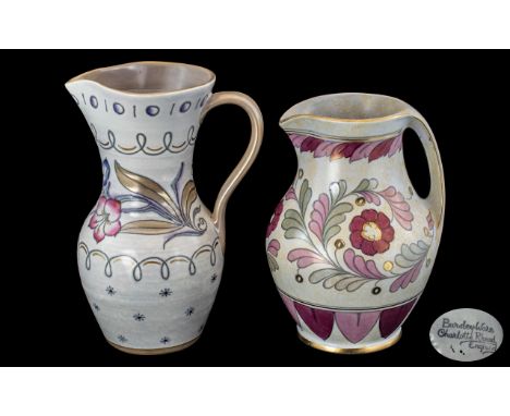 Bursley Ware Charlotte Rhead Hand Painted 1930's Styalished Jug ( Lustre ) Pattern No T296. Decorated with Images of Tulips a