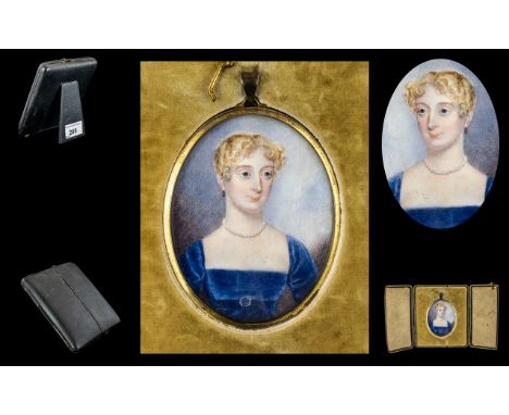 Victorian Period Hand Painted Portrait Miniature on Ivory - Of A Miss Carter - Daughter of Doctor Carter of Kennington Asford