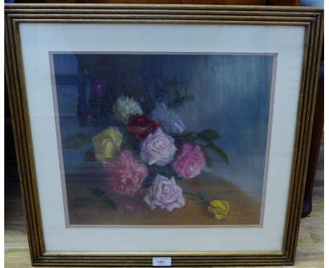 R. Aylmer Roses Pastel Signed, in glazed frame,  39 x 35cm