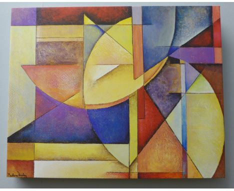 A modern canvas art print on canvas of geometric shapes, 