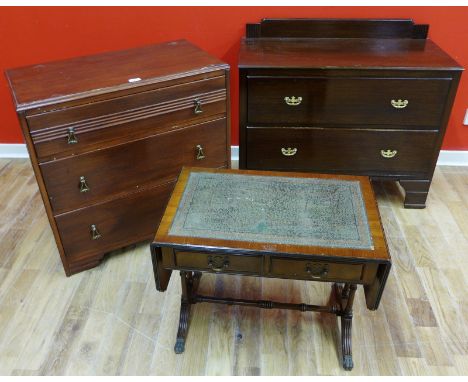 A mixed lot to include a 1930s oak two drawer chest of drawers, a 1940s oak three drawer chest of drawers and a reproduction 